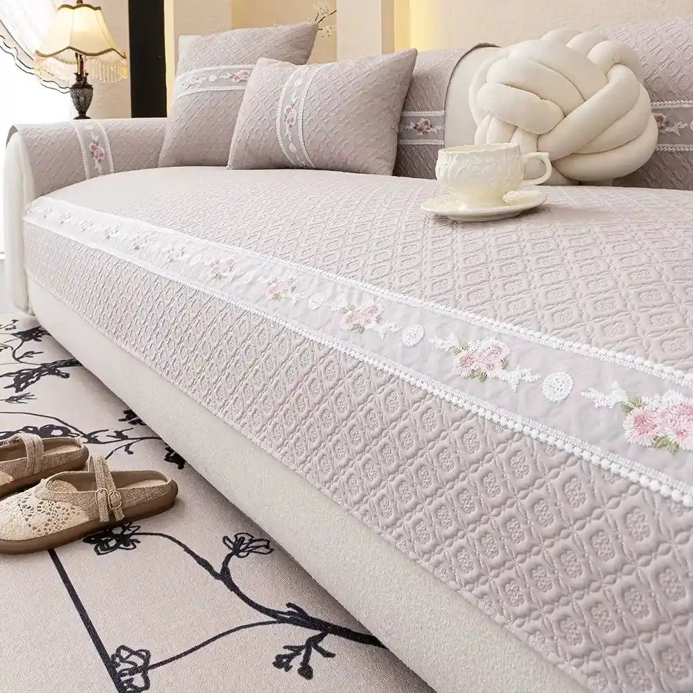 Housse de canapé 2 places en tissu tricoté rafraîchissant antidérapante - Rose
