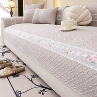 Housse de canapé 2 places en tissu tricoté rafraîchissant antidérapante - Rose
