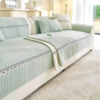 Housse de canapé en tissu tricoté respirant anti-griffure antidérapante - Vert