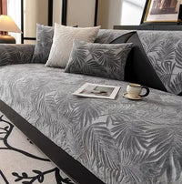 Housse de canapé jacquard style automne en polyester antidérapante - Gris
