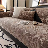 Housse de canapé jacquard style automne en polyester antidérapante - Marron
