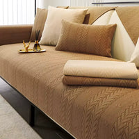 Housse de canapé en chenille simple 4 saisons - Brun
