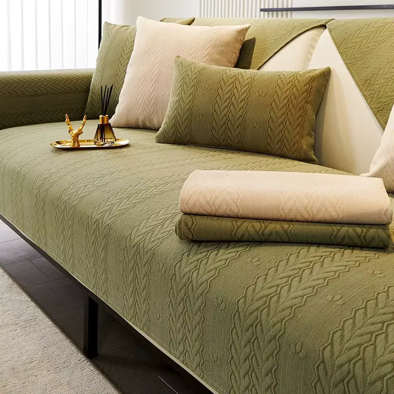 Housse de canapé en chenille simple 4 saisons - Vert
