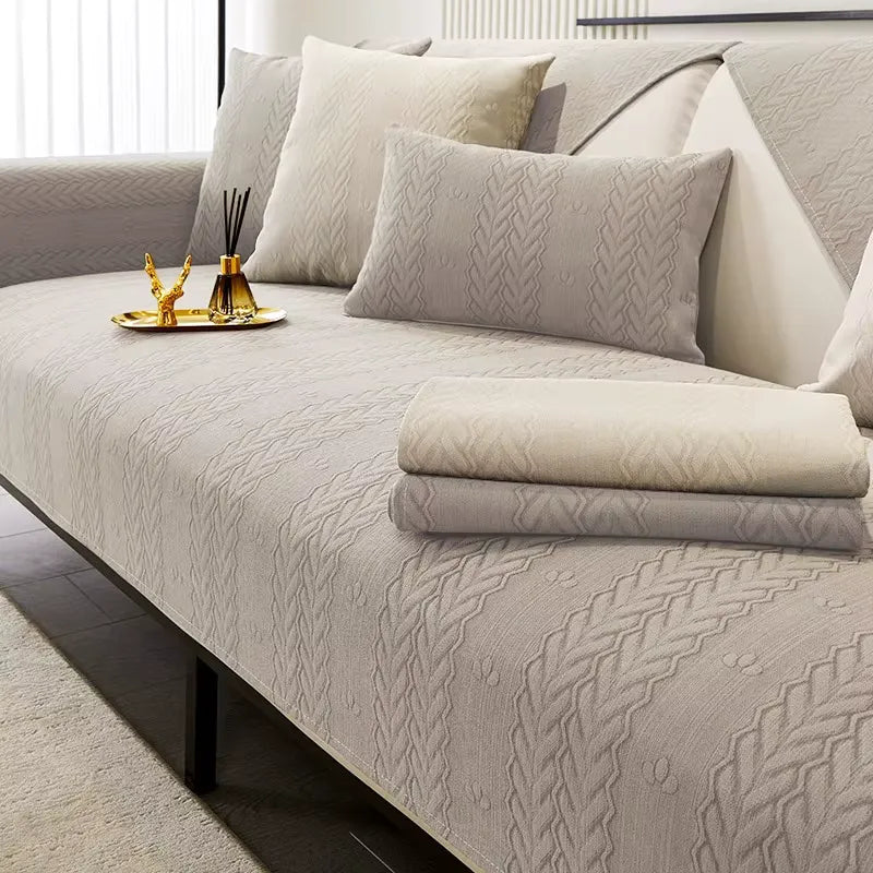 Housse de canapé en chenille simple 4 saisons - Gris
