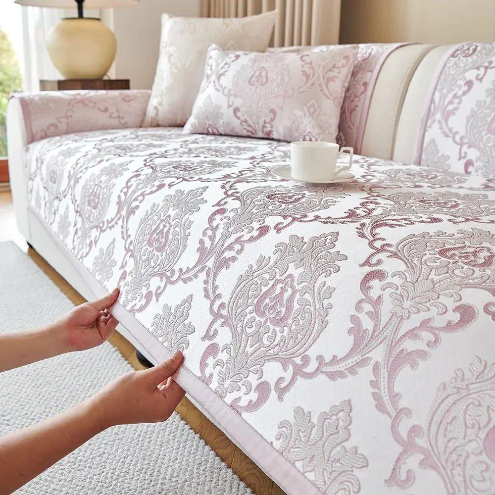 Housse de canapé à motif florale - Rose
