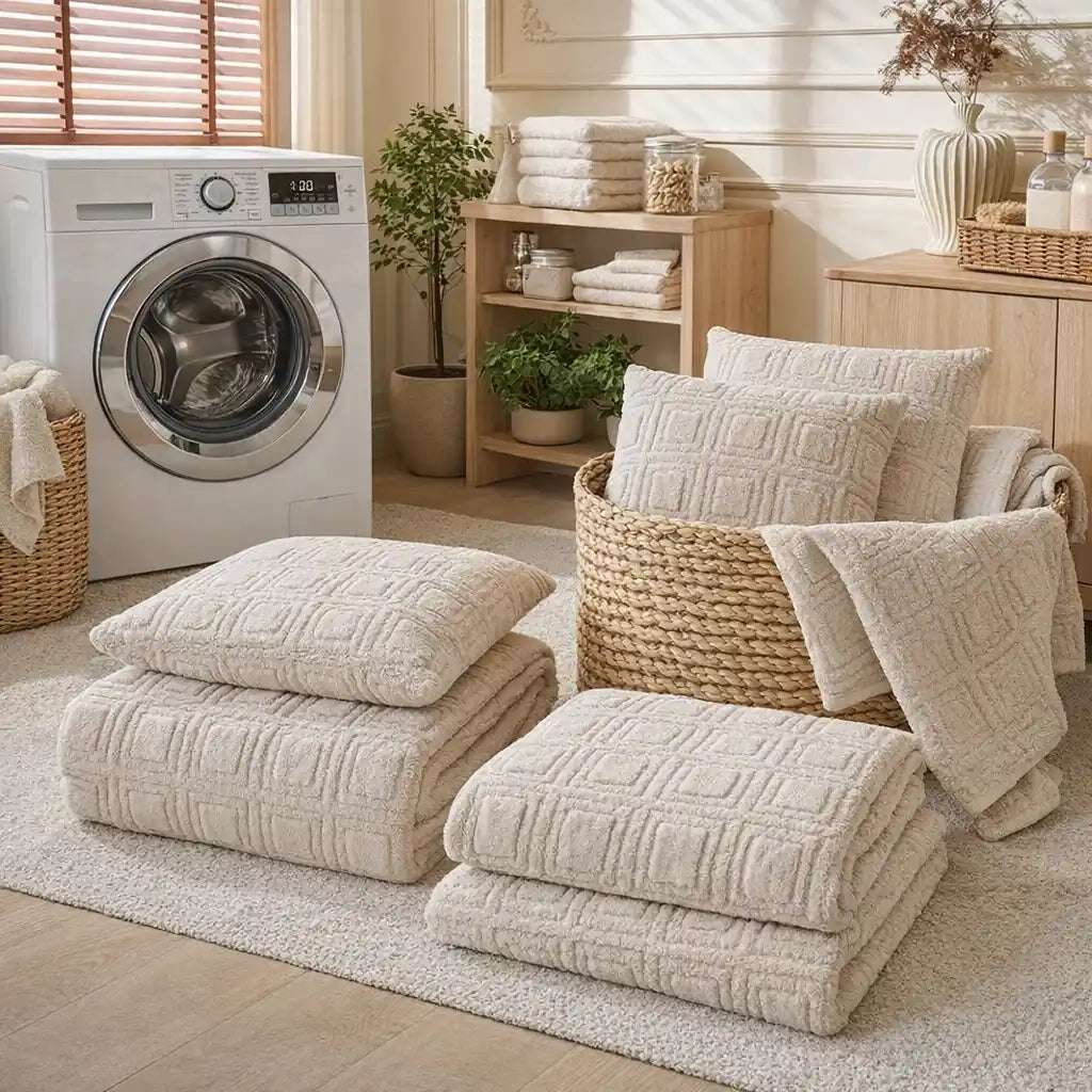 Housse de canapé chaud en peluche à motif carré laver Image