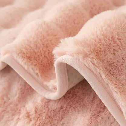 matière de la housse de canapé en laine de lapin et flanelle - Rose