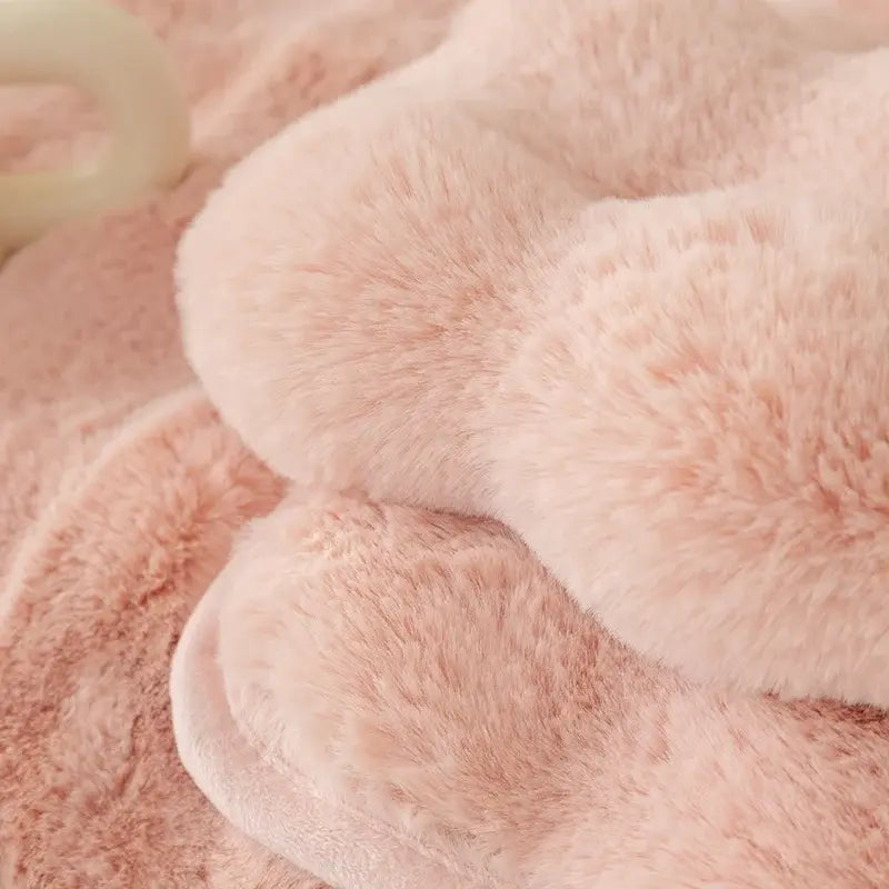 matière de la housse de canapé en laine de lapin et flanelle - Rose