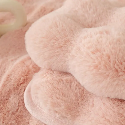 matière de la housse de canapé en laine de lapin et flanelle - Rose